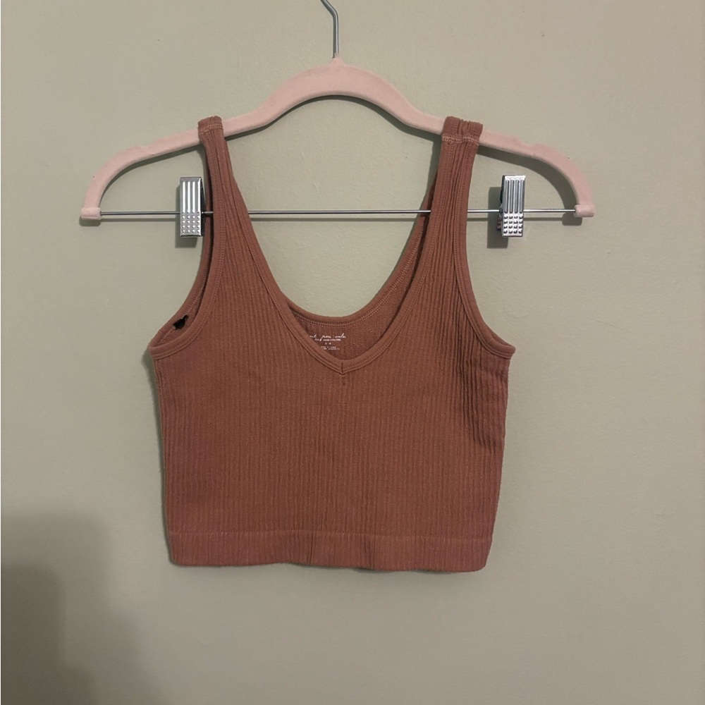 Urban Outfitters Rust Ribbed Crop Top